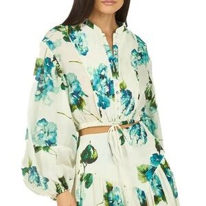 Secret Mission Floral Print Cotton and Silk Blend Top size M